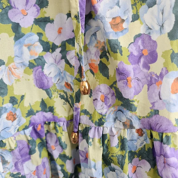 Entro Floral Dress in Purple and Green - Picture 4 of 7